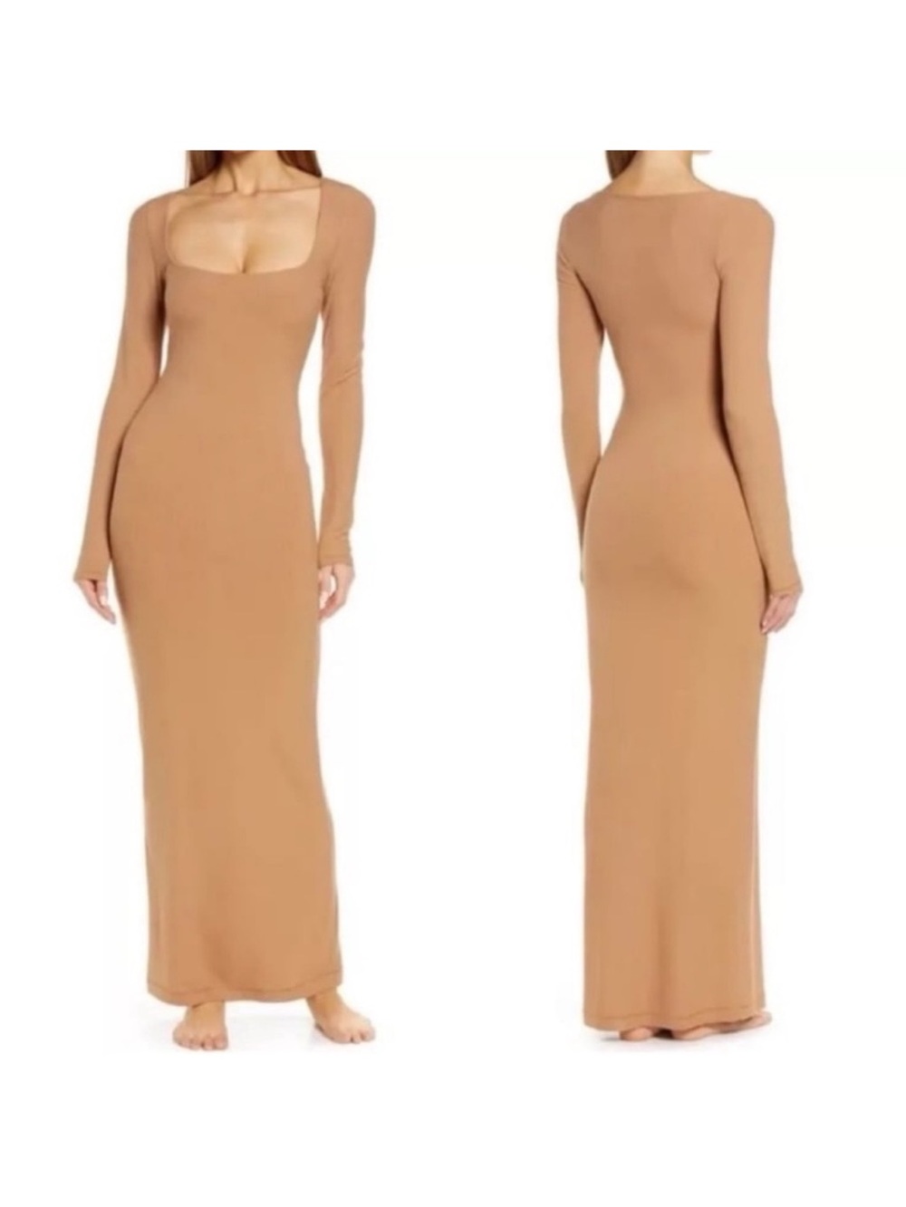 NWT SKIMS Soft Lounge Scoop Neck Maxi Dress - Camel